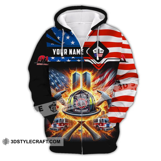 Unisex Shirt, Custom Name Firefighter Shirt, Never Forget, Fallen Firefighters 911 Memorial T-Shirt style option 3