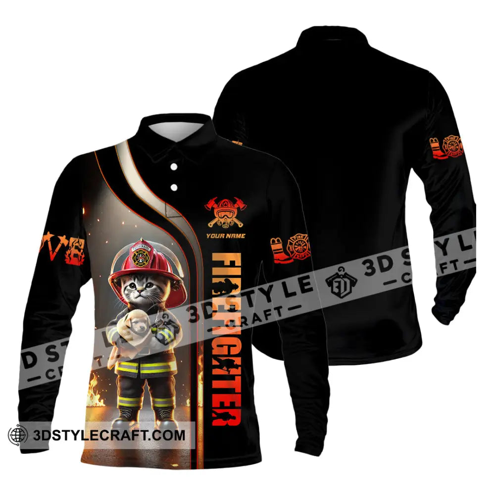 Unisex Shirt Custom Name Firefighter T-Shirt Hoodie Long Sleeve Polo / S T-Shirt