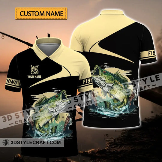 Unisex Shirt - Custom Name Fishing Black Gold Shirt style option 1