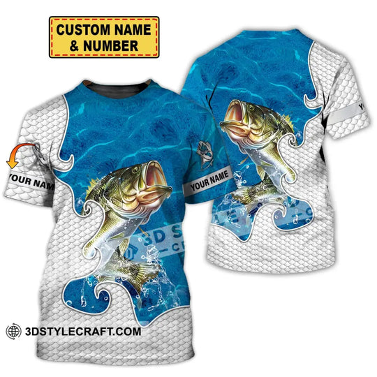 Unisex Shirt - Custom Name Fishing Lover Shirt, Blue Water style option 1