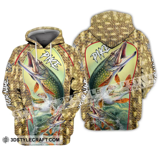 Unisex Shirt - Custom Name Fishing Shirt, Pike Fish style option 4