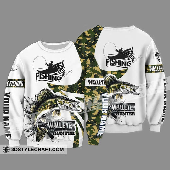 Unisex Shirt - Custom Name Fishing Shirt, Walleye Fish Hunter style option 4