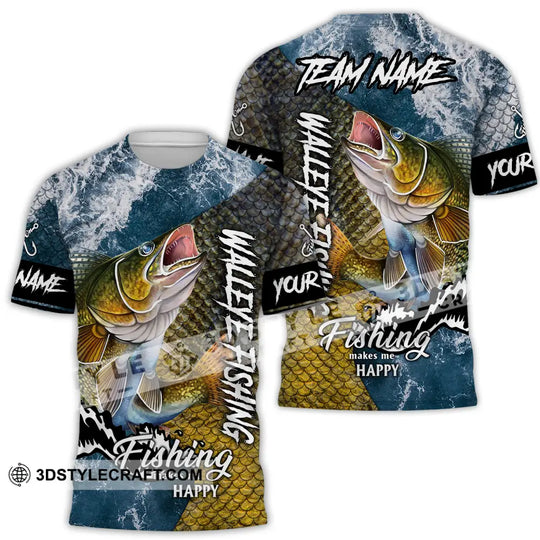 Unisex Shirt - Custom Name Fishing Shirt, Walleye Fish style option 2