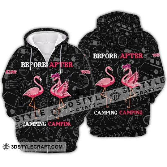 Unisex Shirt - Custom Name Shirt - Flamingo Before And After Camping style option 4