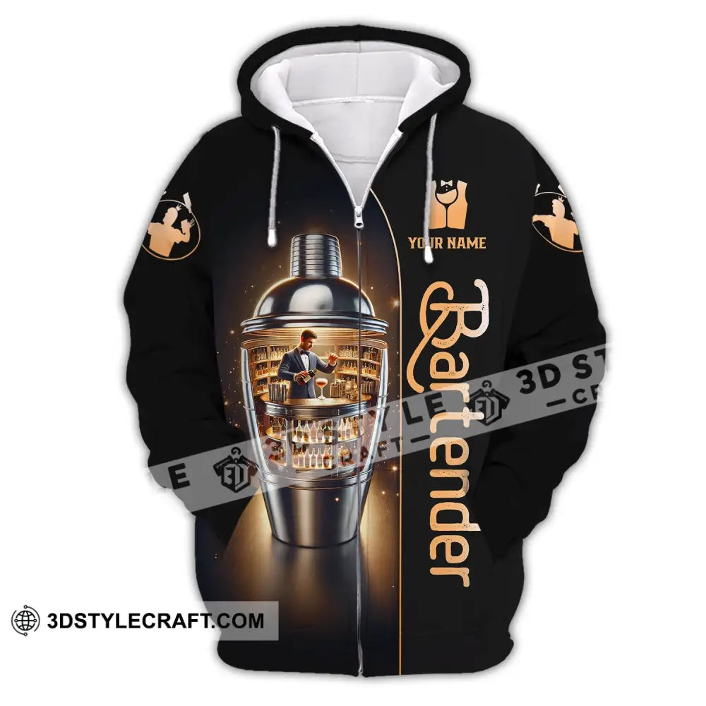 Unisex Shirt Custom Name For Bartender T-Shirt Hoodie Long Sleeve Zipper / S T-Shirt