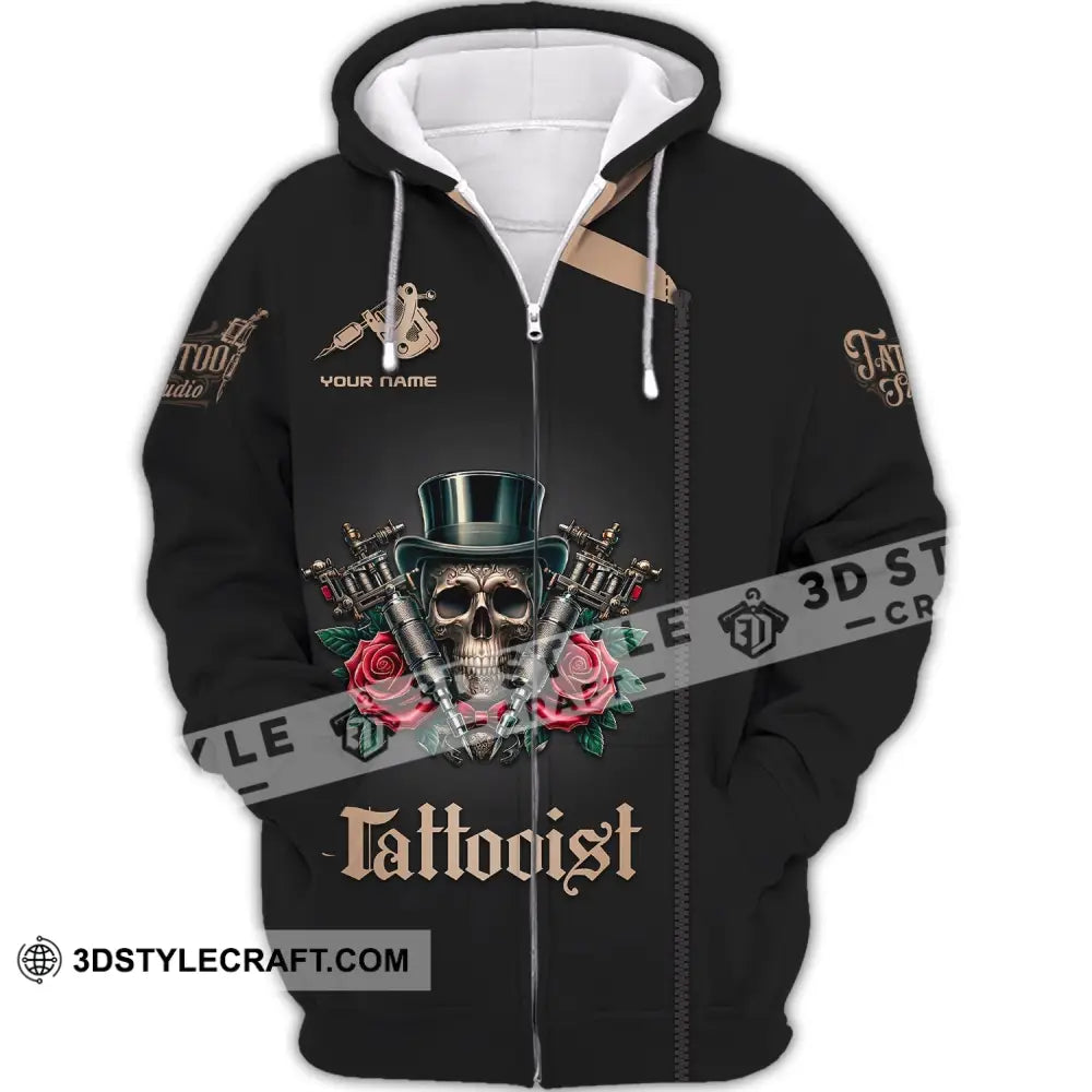 Unisex Shirt Custom Name For Tattooist Tattoo Artist Gift Zipper Hoodie / S T-Shirt