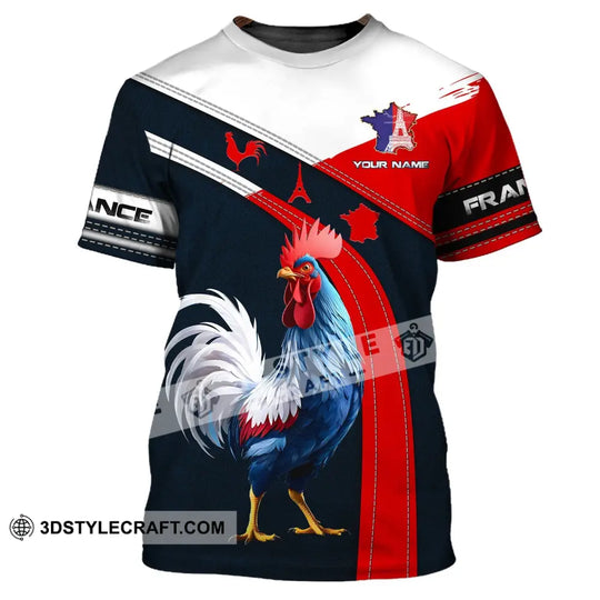 Unisex Shirt - Custom Name Shirt - France Map, France The Gallic Rooster Shirt style option 2