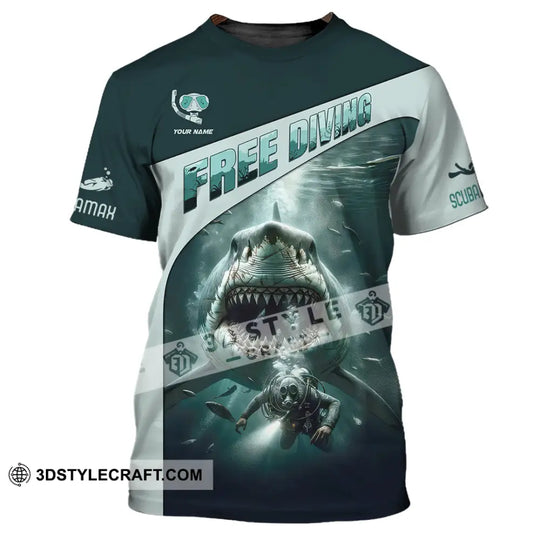 Unisex Shirt, Custom Name Free Diving Shirt, Diving Gift style option 2