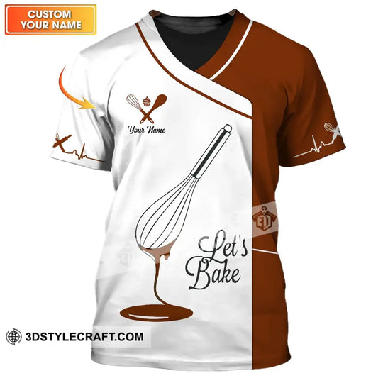 Unisex Shirt - Custom Name Shirt - Gift For Baker Kitchen, Let's Bake, Custom Name Chef Shirt style option 1