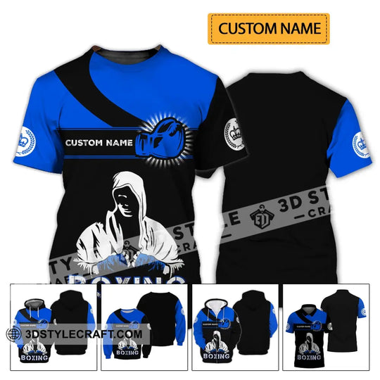 Unisex Shirt - Custom Name Shirt - Gift For Boxing Lover, Royal Blue And Black Shirt style option 2