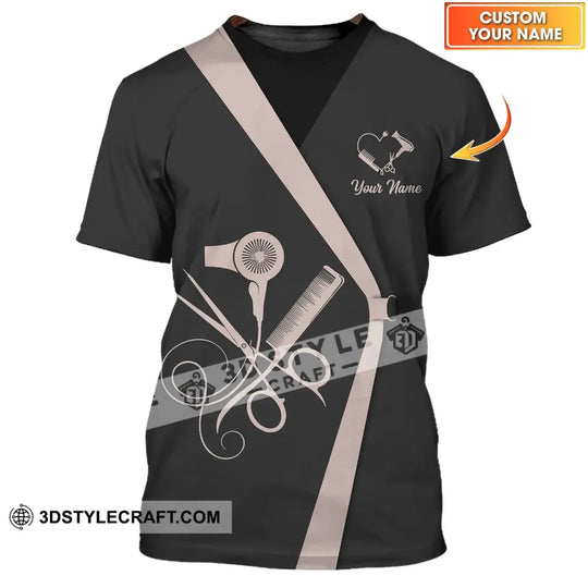 Unisex Shirt - Custom Name Shirt - Gift For Hairdresser Lover, Custom Name Hairdresser Dark 3D Shirt style option 1