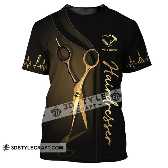Unisex Shirt - Custom Name Shirt - Gift For Hairdresser Lover, Custom Name Hairdresser, Gold Scissor style option 2
