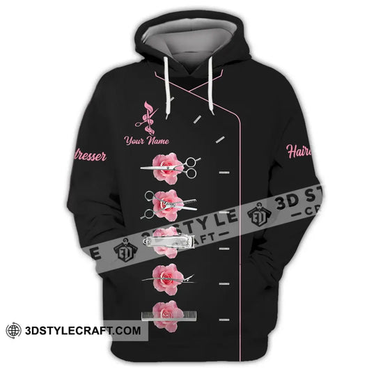 Unisex Shirt - Custom Name Shirt - Gift For Hairdresser Lover, Custom Name Hairdresser Pink Rose Shirt style option 3