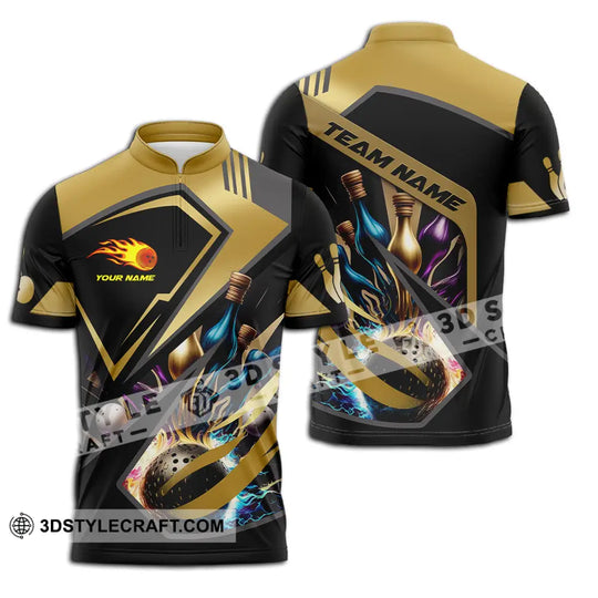 Unisex Shirt - Custom Name Shirt Gold Bowling Lover style option 3