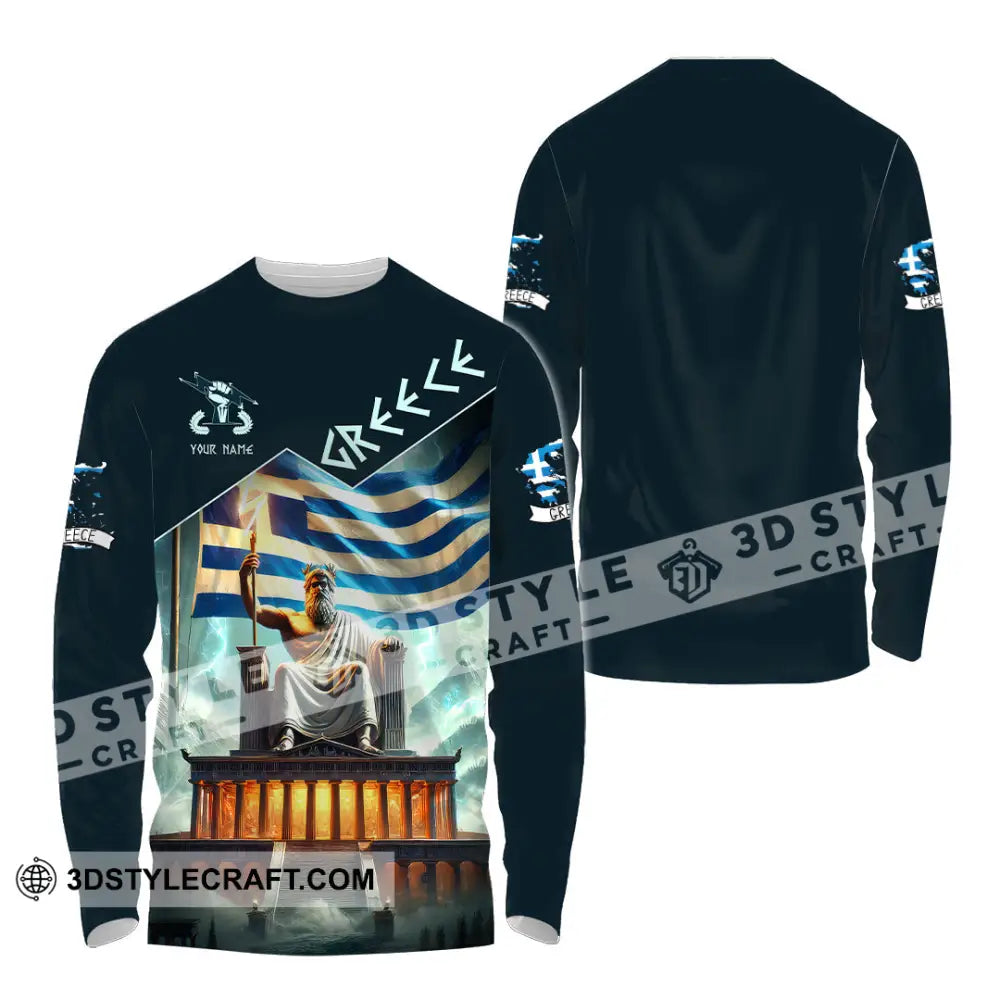 Unisex Shirt Custom Name Greece T-Shirt Lover Gift Long Sleeve / S T-Shirt