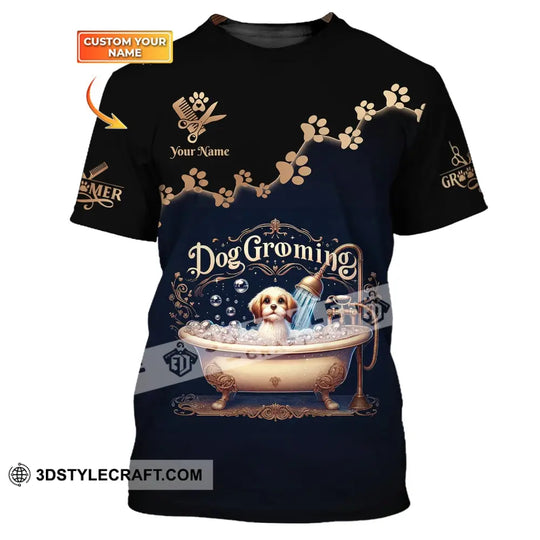 Unisex Shirt, Custom Name Groomer Shirt, Dog Grooming T-Shirt Hoodie, Shirt for Dog Groomers style option 1