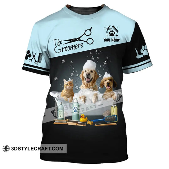 Unisex Shirt, Custom Name Groomer Shirt, Dog Groomer Hoodie Polo Shirt, Dog Grooming T-Shirt style option 2