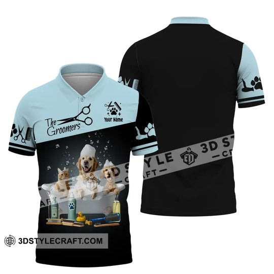 Unisex Shirt, Custom Name Groomer Shirt, Dog Groomer Hoodie Polo Shirt, Dog Grooming T-Shirt style option 4