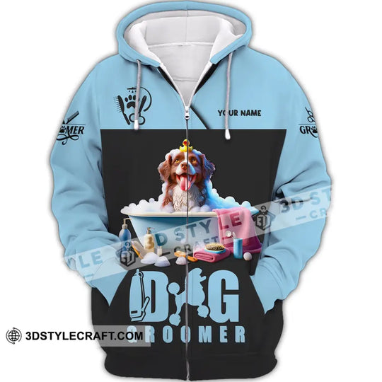 Unisex Shirt, Custom Name Groomer Shirt, Dog Groomer Polo Hoodie, Pet Grooming T-Shirt style option 3