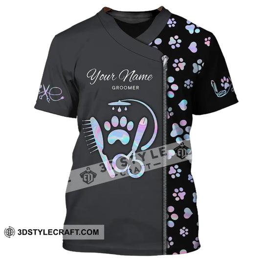 Unisex Shirt, Custom Name Groomer Shirt, Pet Groomer Hoodie, Pet Grooming T-Shirt style option 2