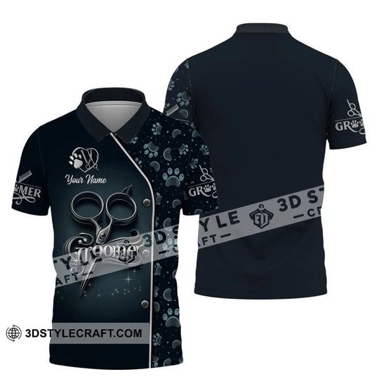 Unisex Shirt, Custom Name Groomer Shirt, Pet Groomer Polo Hoodie, Pet Grooming T-Shirt style option 4
