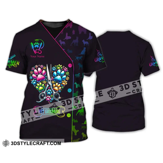 Unisex Shirt, Custom Name Groomer Shirt, Pet Shop Uniform, Grooming T-Shirt style option 2