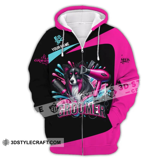 Unisex Shirt, Custom Name Groomer Shirt, Groomer T-Shirt Hoodie Long Sleeve Shirt style option 3