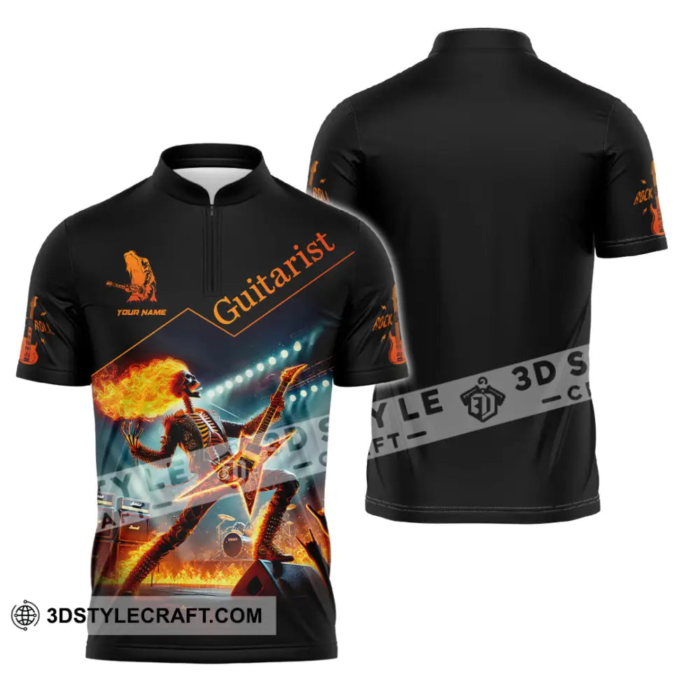 Unisex Shirt Custom Name Guitarist Love T-Shirt Zipper Polo / S T-Shirt