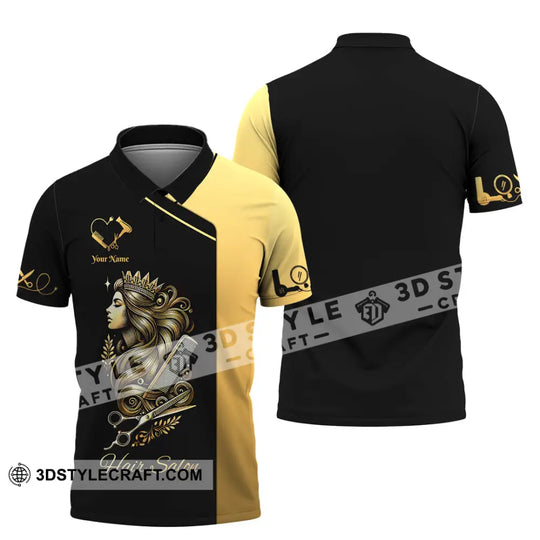Unisex Shirt, Custom Name Hair Salon Shirt, Hair Salon Polo Long Sleeve Shirt, Hair Salon Uniform style option 4