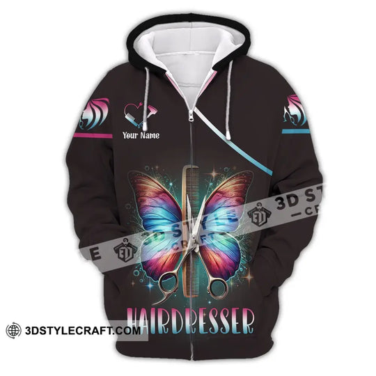 Unisex Shirt, Custom Name Hairdresser Shirt, Hairdresser T-Shirt Hoodie Long Sleeve Shirt style option 3