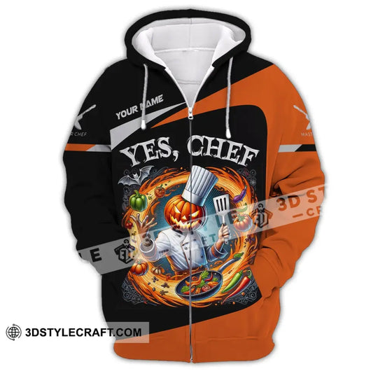 Unisex Shirt, Custom Name Halloween Chef Shirt, Chef Apparel, Chef Polo Long Sleeve, Cooking Love T-Shirt style option 3