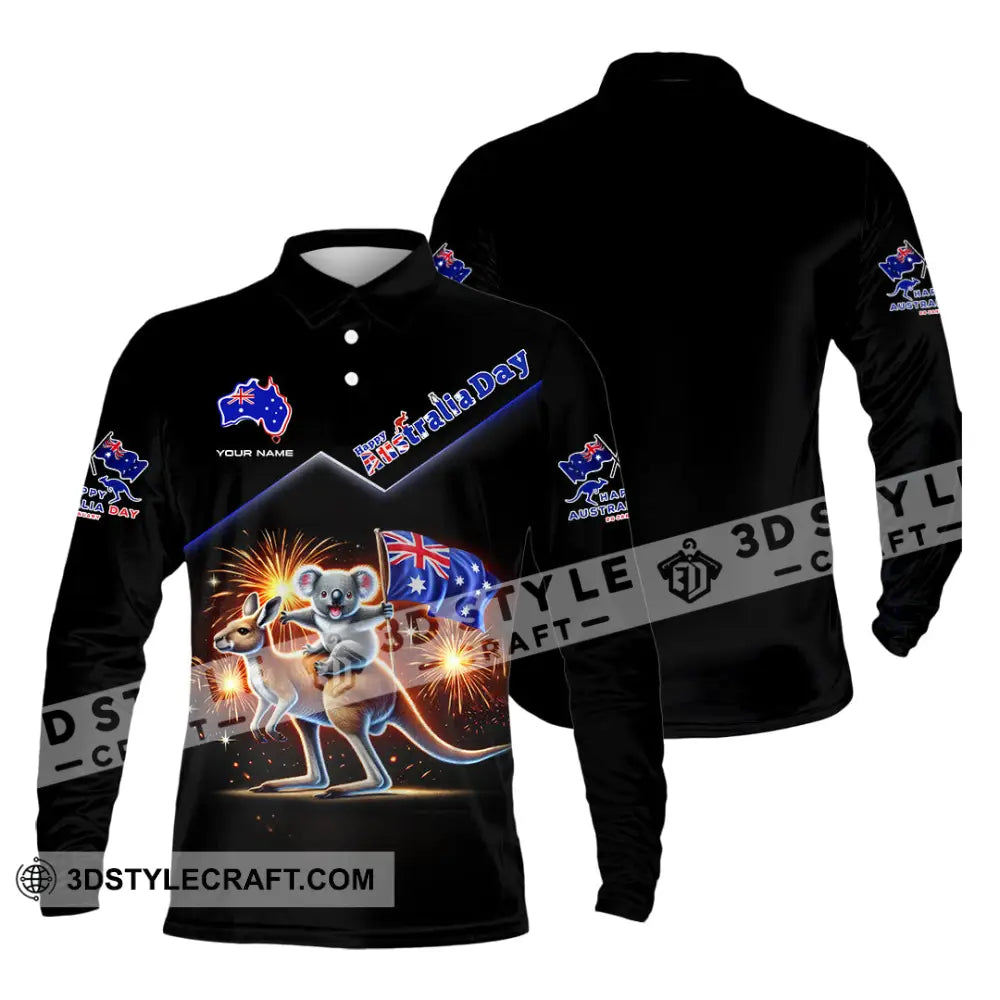 Unisex Shirt Custom Name Happy Australia Day Lover Gift Long Sleeve Polo / S T-Shirt
