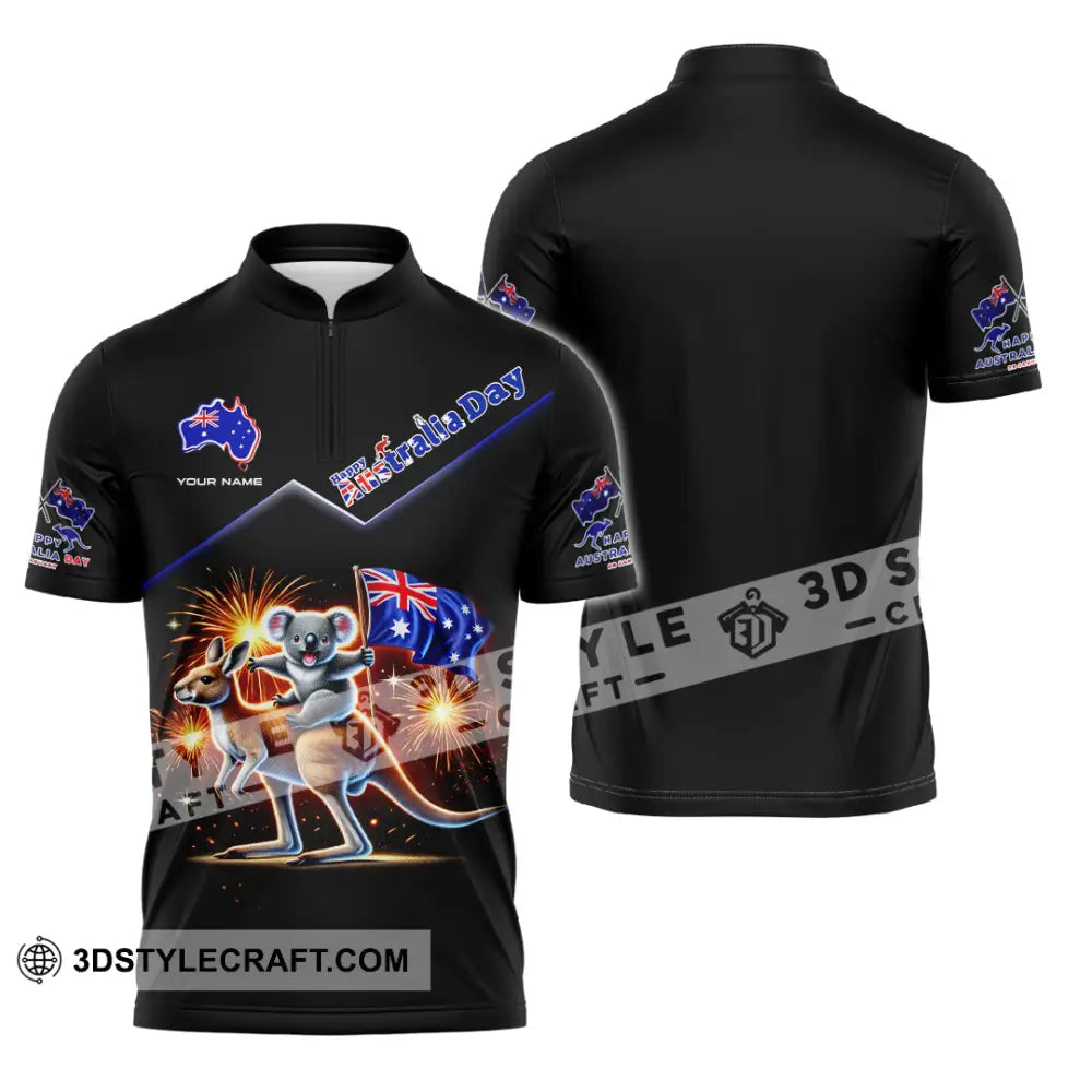 Unisex Shirt Custom Name Happy Australia Day Lover Gift Zipper Polo / S T-Shirt