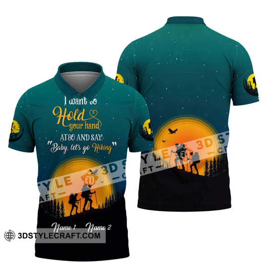 Unisex Shirt, Custom Name Hiking Shirt, Couple Hiking Apparel, Hiking Polo Shirt Hoodie Long Sleeve style option 4