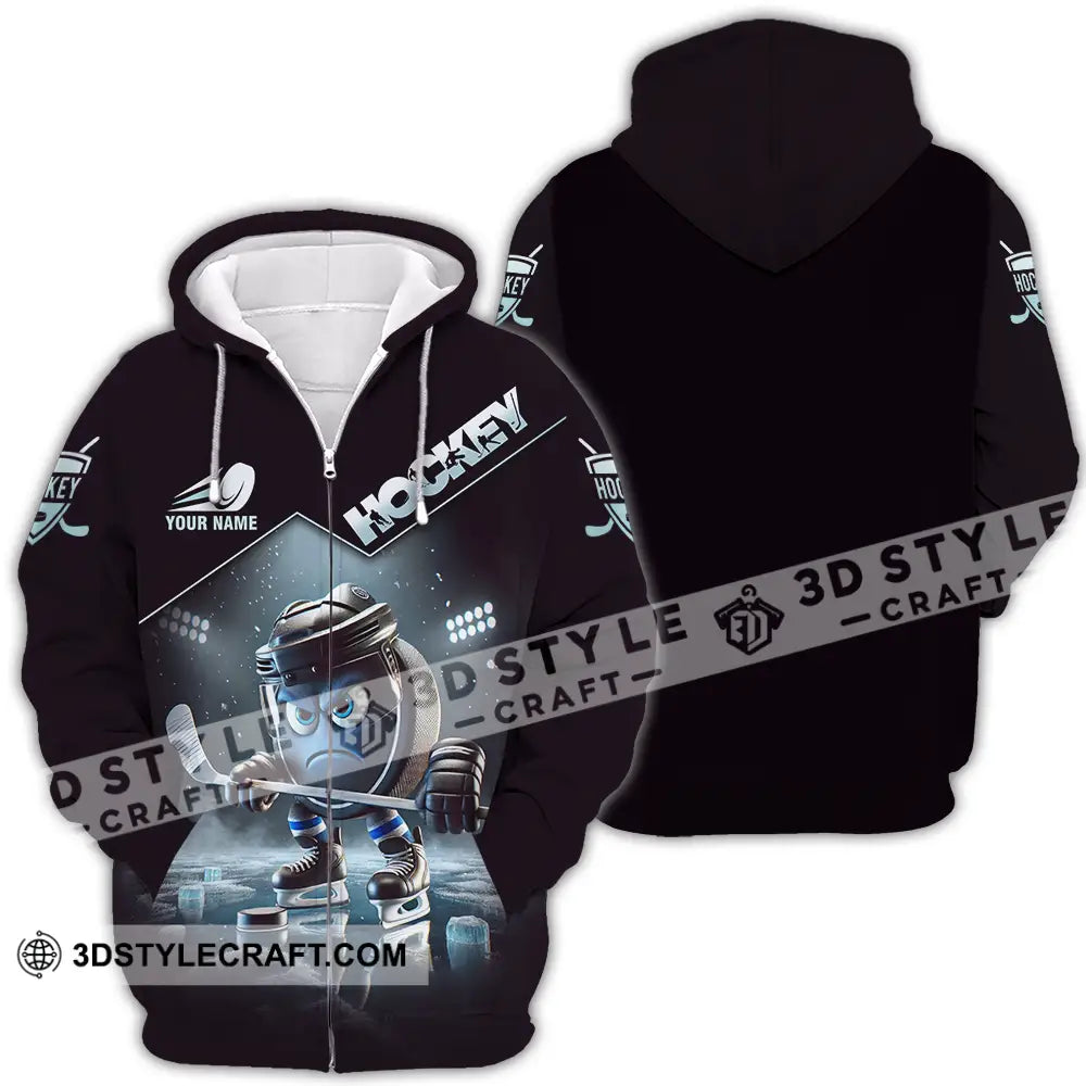 Unisex Shirt - Custom Name Hockey Zipper Hoodie / S T-Shirt