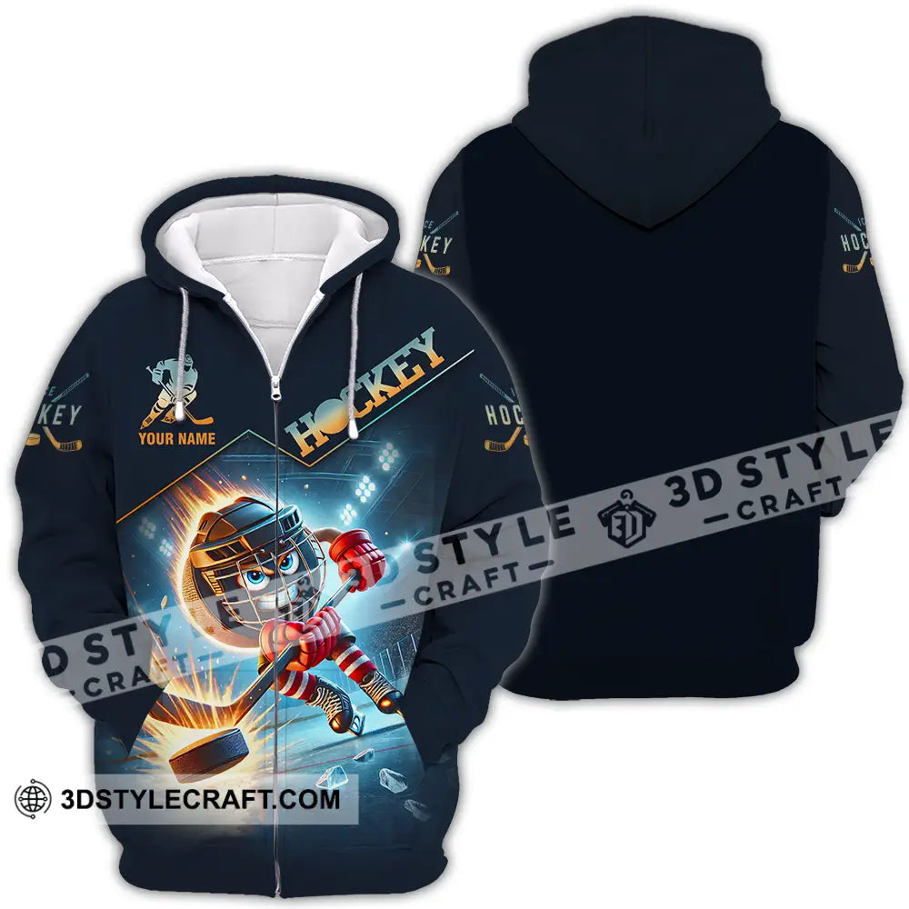 Unisex Shirt - Custom Name Hockey Zipper Hoodie / S T-Shirt