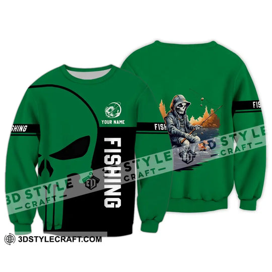 Unisex Shirt - Custom Name Hook Fishing Skeleton Shirt style option 4