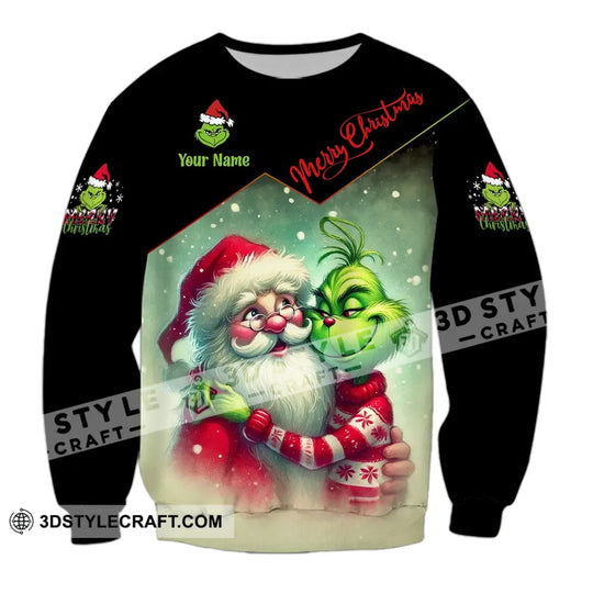 Unisex Shirt - Custom Name Shirt Hugging Santa style option 4