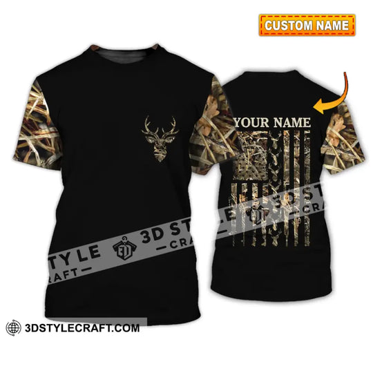 Unisex Shirt - Custom Name Shirt - Hunting Shirt, Hunting Name - Deer Hunting Camo American Flag style option 1