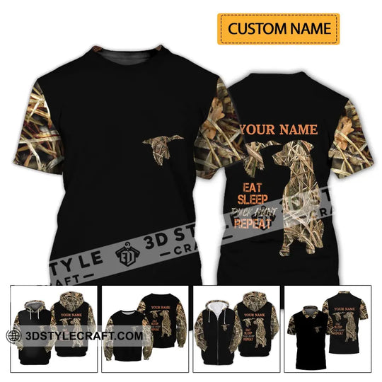 Unisex Shirt - Custom Name Shirt - Hunting Shirt, Hunting Name - Duck Hunting Waterfowl Camo, Bird Dog Duck Hunter style option 2