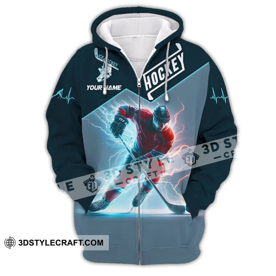 Unisex Shirt, Custom Name Ice Hockey Shirt, Ice Hockey Love T-Shirt style option 3