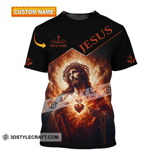 Unisex Shirt - Custom Name Jesus Burning Heart Shirt style option 1