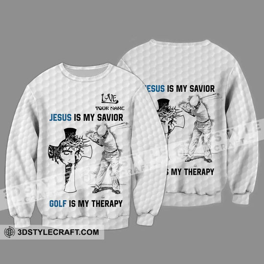 Unisex Shirt - Custom Name Shirt Jesus Is My Savior Golf Is My Therapy style option 4