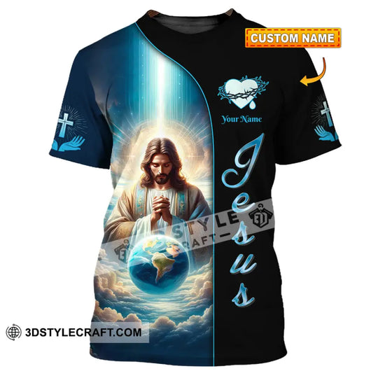Unisex Shirt, Custom Name Jesus save the Earth Shirt, Jesus Love Hoodie Shirt Polo Long Sleeve, Gift for Christian style option 1