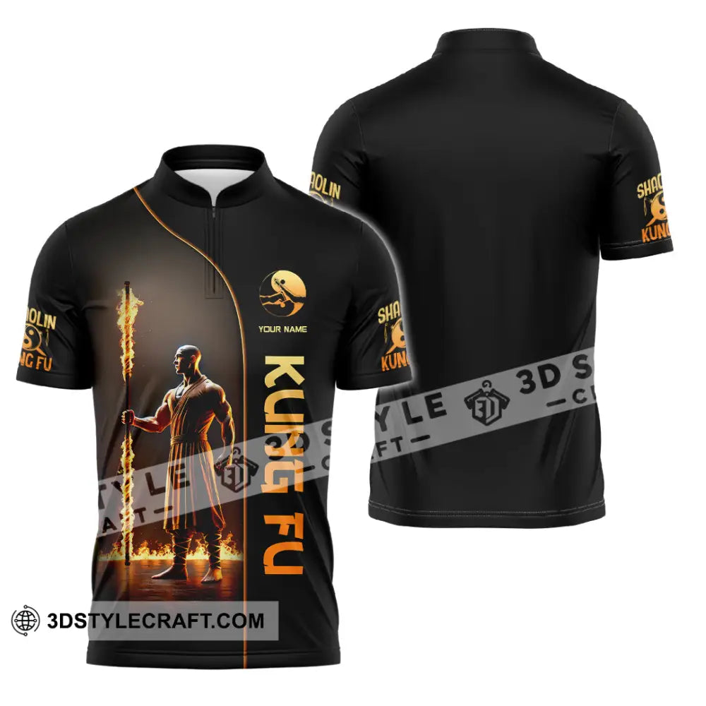 Unisex Shirt Custom Name Kung Fu Lover Gift Zipper Polo / S T-Shirt