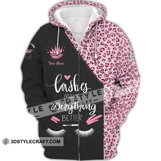 Unisex Shirt - Custom Name Lashes Make Everything Better Shirt style option 2