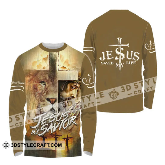 Unisex Shirt - Custom Name Lion Shirt Jesus Saved My Life style option 4