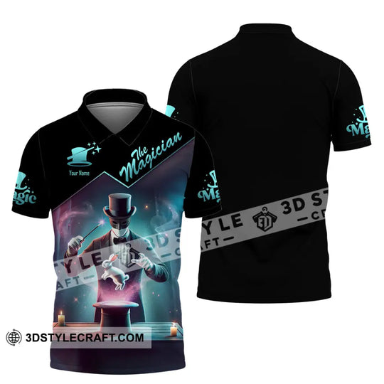 Unisex Shirt, Custom Name Magician Shirt, Magician Long Sleeve Polo Shirt style option 4