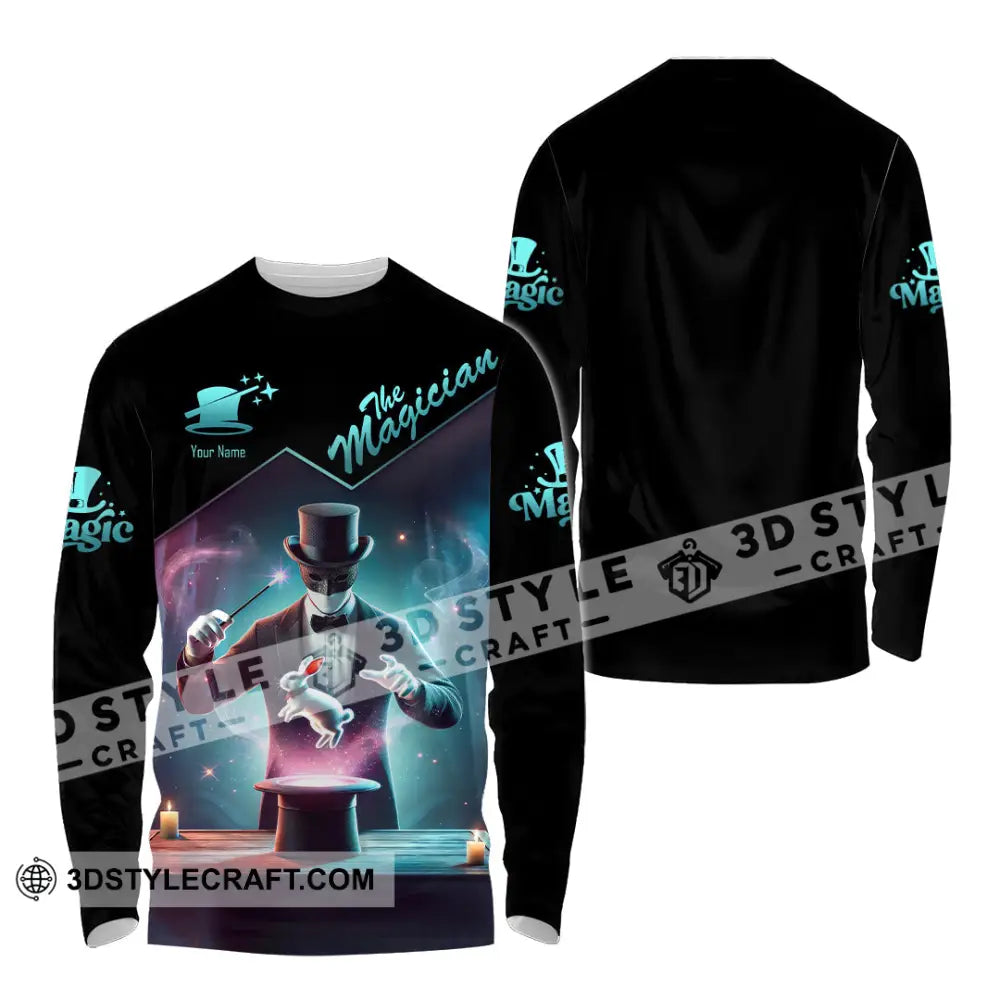 Unisex Shirt Custom Name Magician Long Sleeve Polo / S T-Shirt