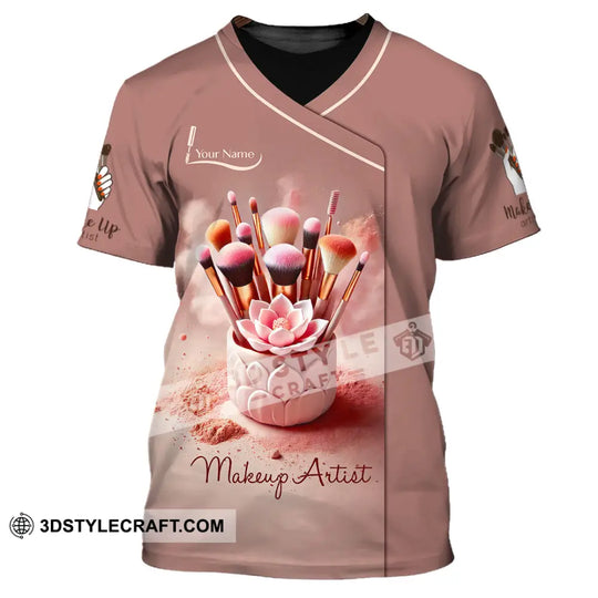 Unisex Shirt, Custom Name Makeup Artist Shirt, Makeup Artist Polo Long Sleeve Shirt style option 3